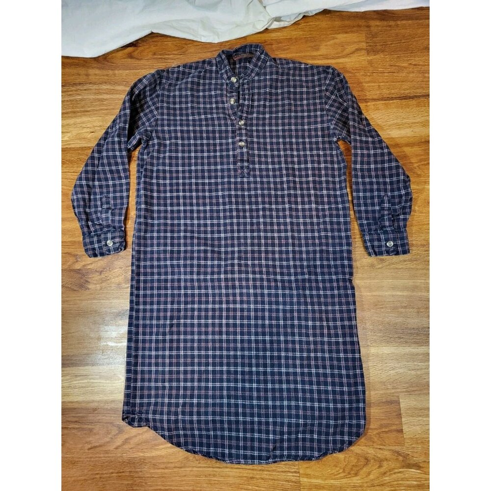 Lee Valley Flannel Nightshirt Men's Size S Red Blue Black Watch‎ Tartan Plaid